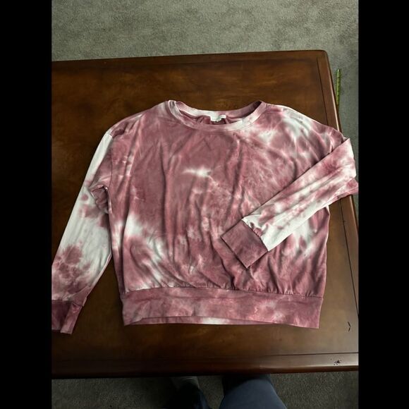 Socialite Women’s Pink Tie Dye Dolman Long Sleeve Pullover Sweatshirt Size Small - Picture 4 of 9